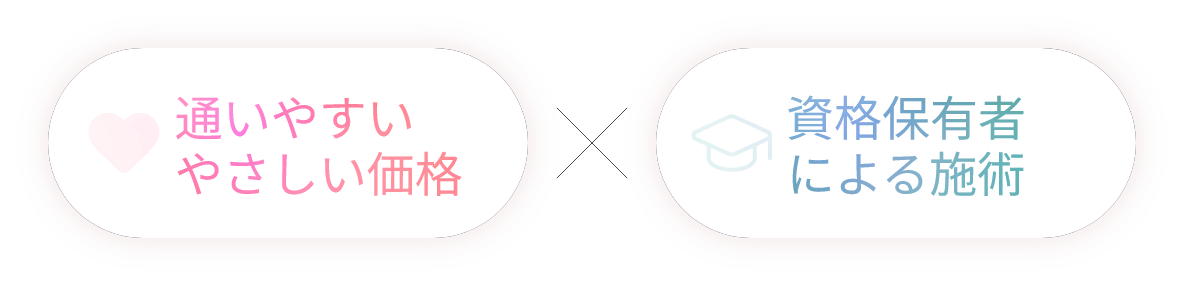 通いやすいやさしい価格×資格保有者による施術